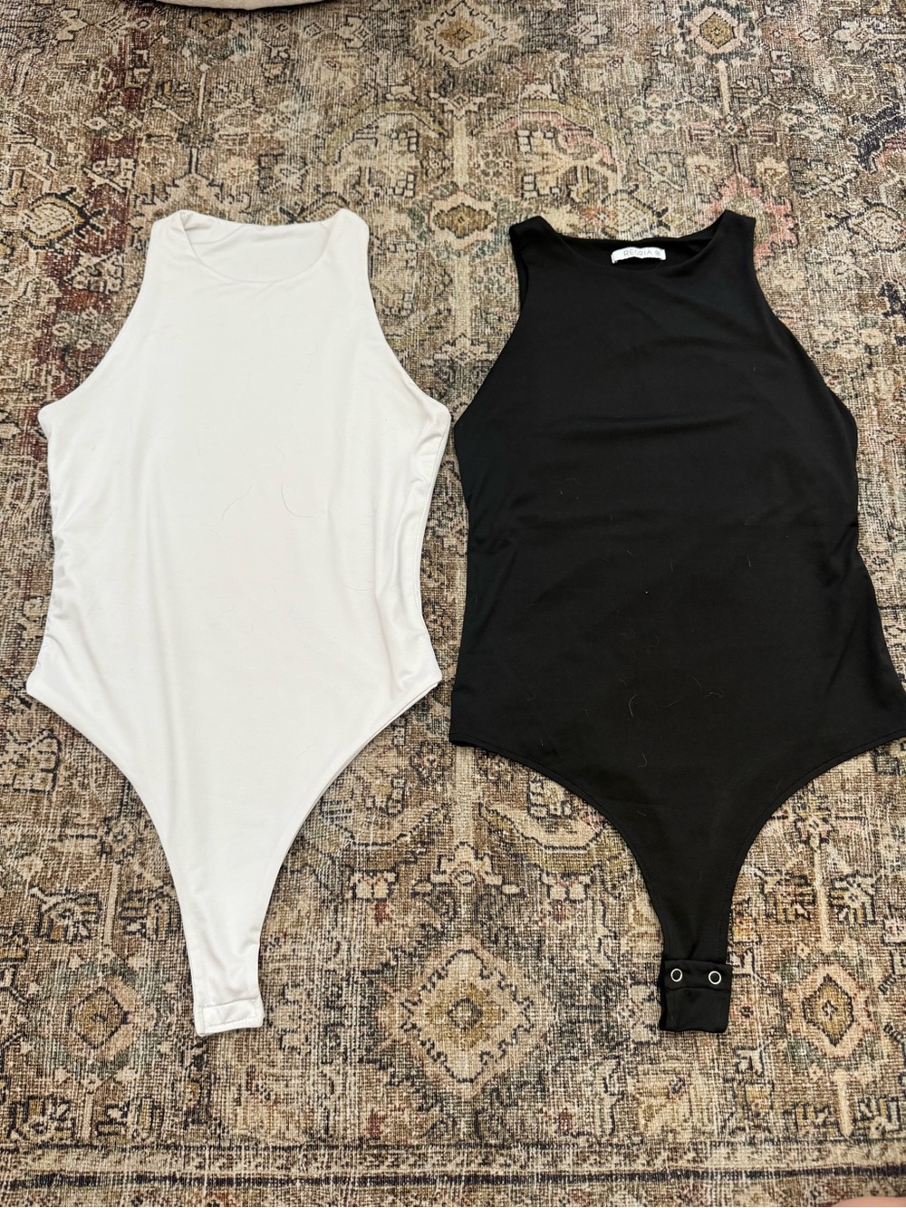 Classic Ribbed Tank Bodysuit — Black & White
